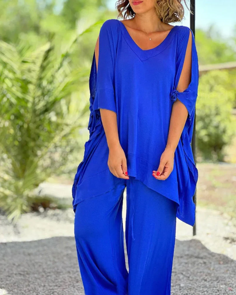 Ensemble Oversize Bleu Cobalt | Fluide et Confortable | Détente avec Style