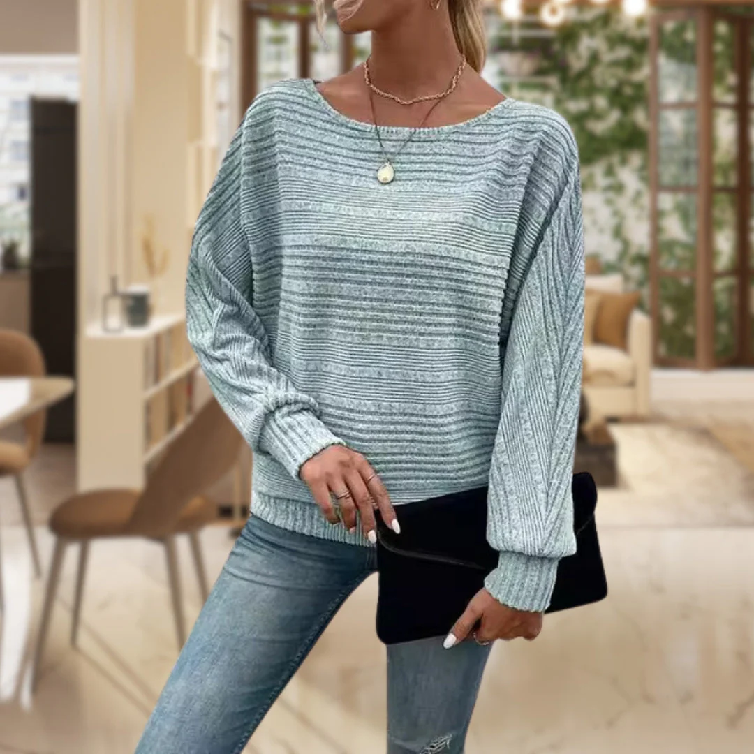 Pull Ample | Maille Douce | Col Bateau et Manches Longues – Image 2