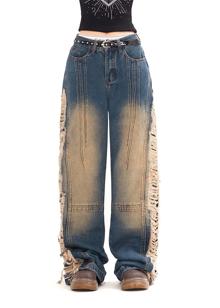 Destroy Wide Jeans with Frayed Details | Grunge Attitude and Rebel Style – Image 4