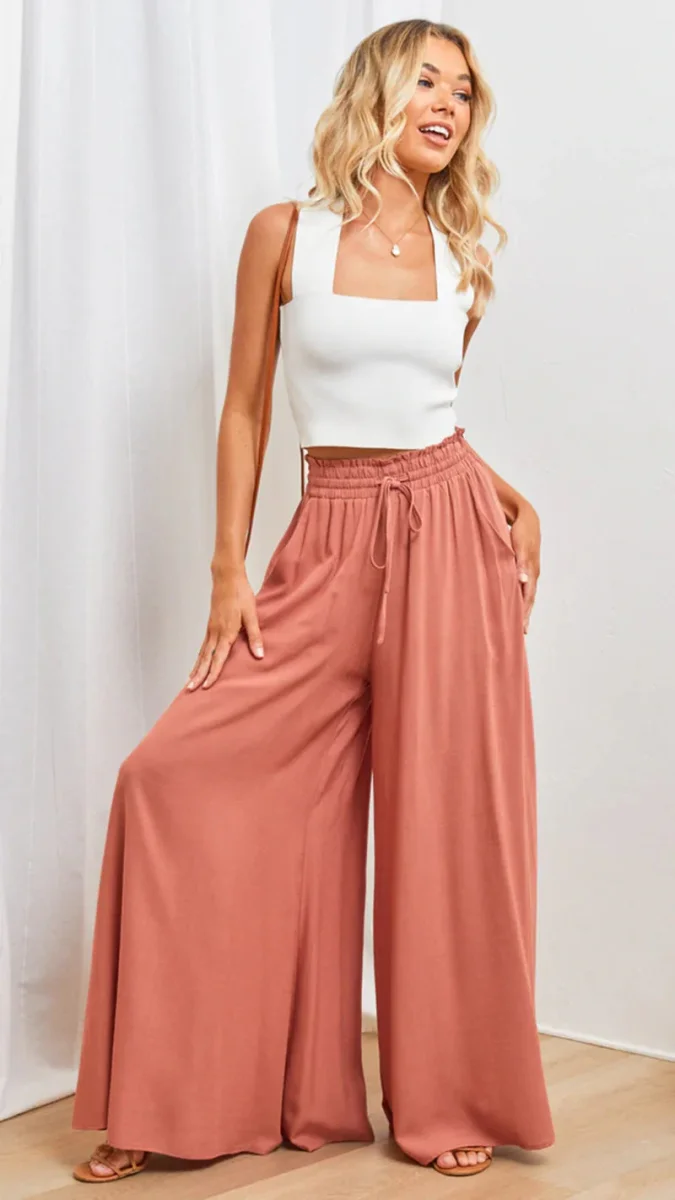Wide-leg pants with elastic waistband | Casual fluidity and natural elegance – Image 5