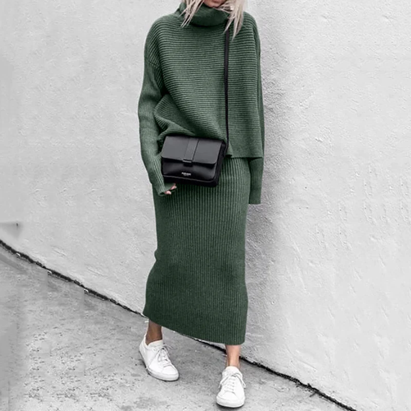 Women's Knitwear Set | Oversized Sweater & Long Skirt | Soft Ribbed – Image 2