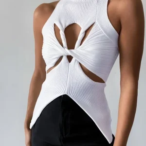 Top Sculptural Côtelé | Viscose | Graphique et Audacieux