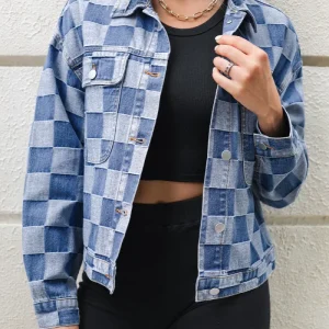 Checkered Denim Jacket | Graphic and Casual | Bold Look