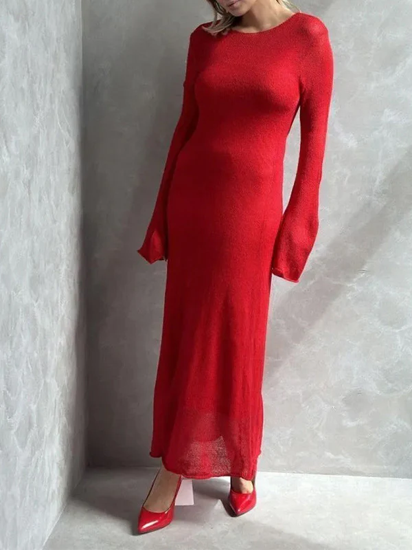 Robe Longue | Manches Longues Évasées | Coupe Ajustée & Élégante – Image 4