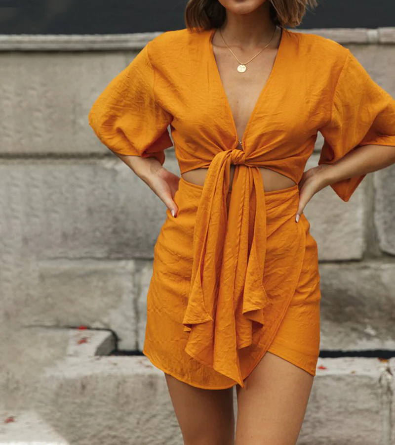 Robe Courte Nouée | Coton | Audacieuse et Légère – Image 3