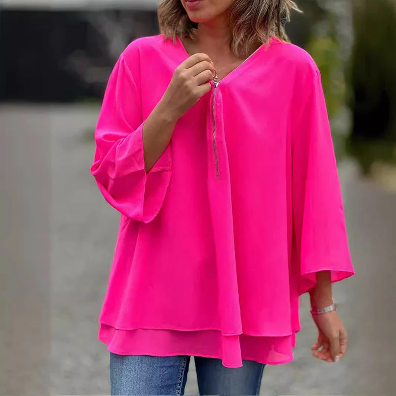 Blouse Émeraude Zippée | Élégance Décontractée & Fluide – Image 6