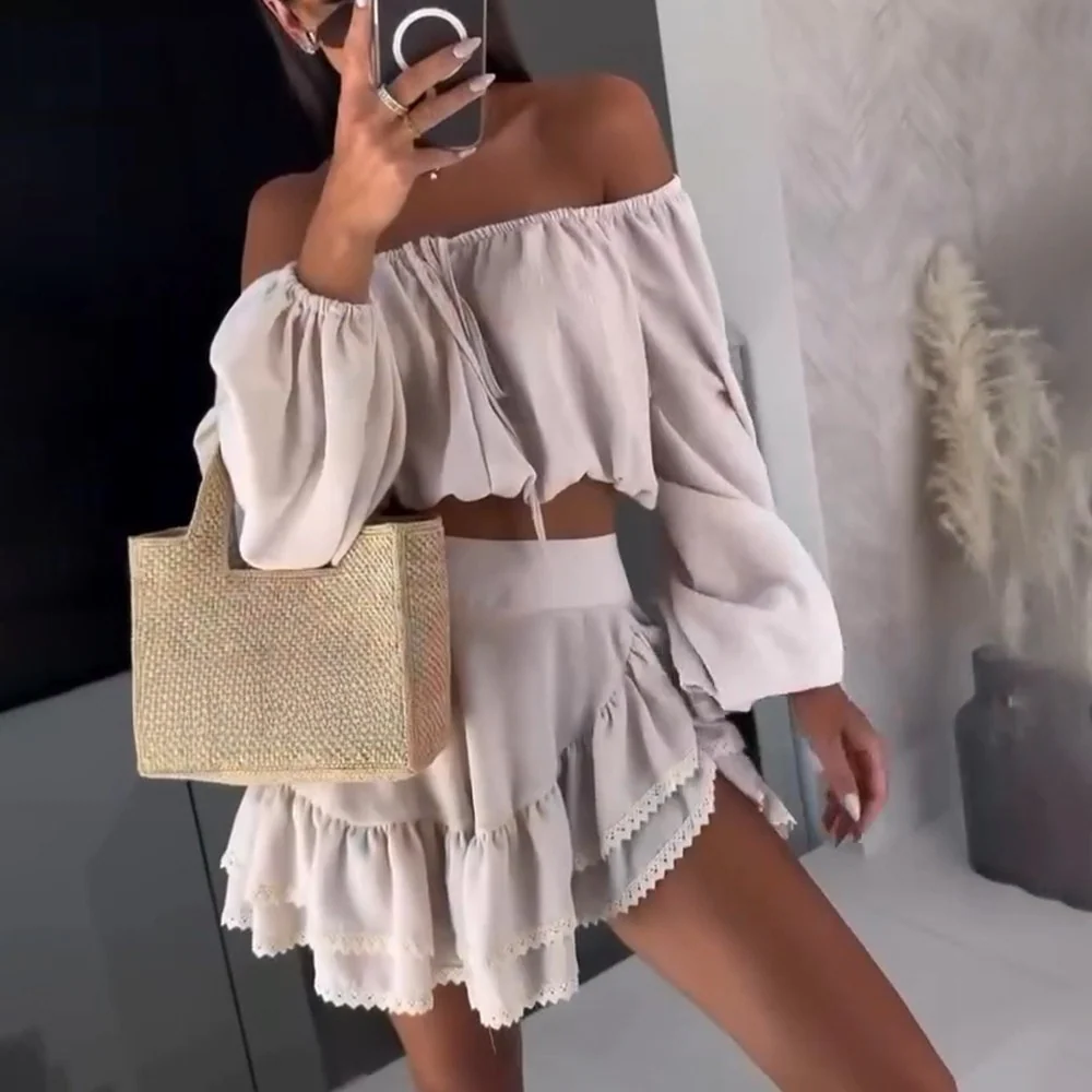 Ensemble Noir Bohème | Coton | Top Épaules Dénudées & Jupe à Volants – Image 5