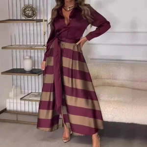 Striped Shirt and Long Skirt Set | Graphic Elegance