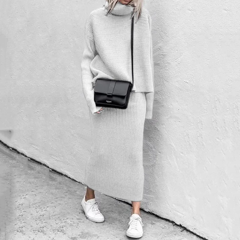 Women's Knitwear Set | Oversized Sweater & Long Skirt | Soft Ribbed – Image 6