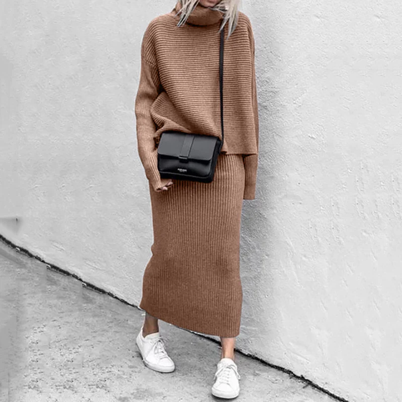 Women's Knitwear Set | Oversized Sweater & Long Skirt | Soft Ribbed – Image 4
