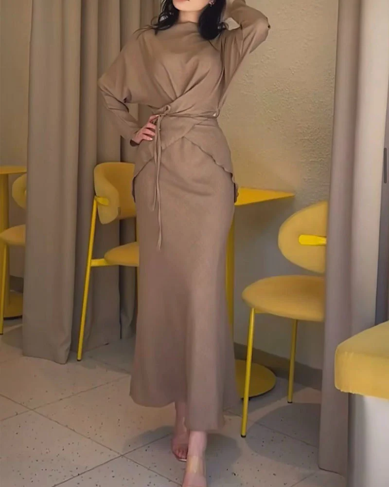 Robe Longue Ceinturée | Coton | Élégante et Minimaliste – Image 3