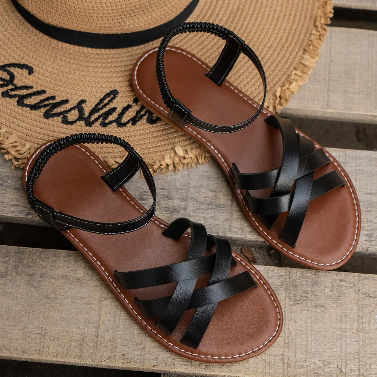 Flat Sandals | Crossed Straps | Summer Comfort – Image 4