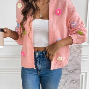 Lily - Cardigan Fleurs en Relief | Maille | Coloré & Tendance
