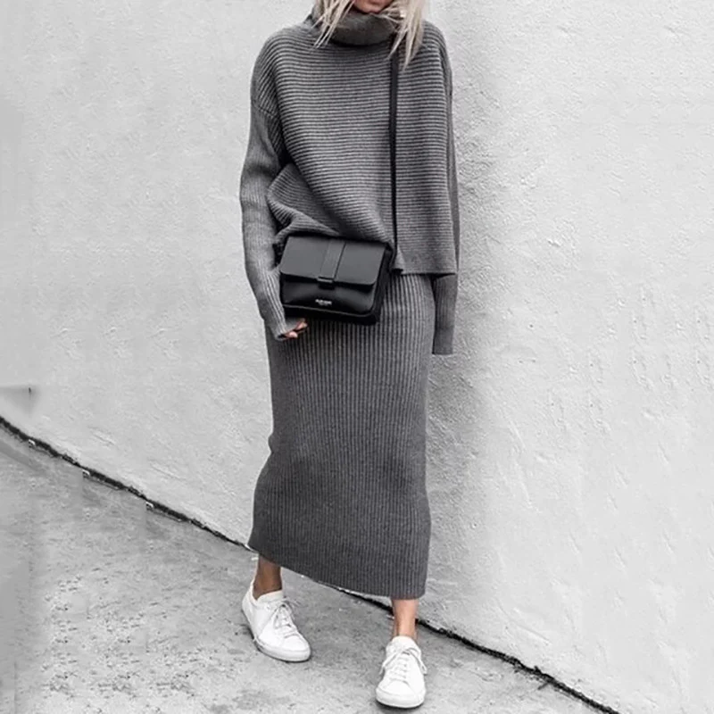 Women's Knitwear Set | Oversized Sweater & Long Skirt | Soft Ribbed – Image 8