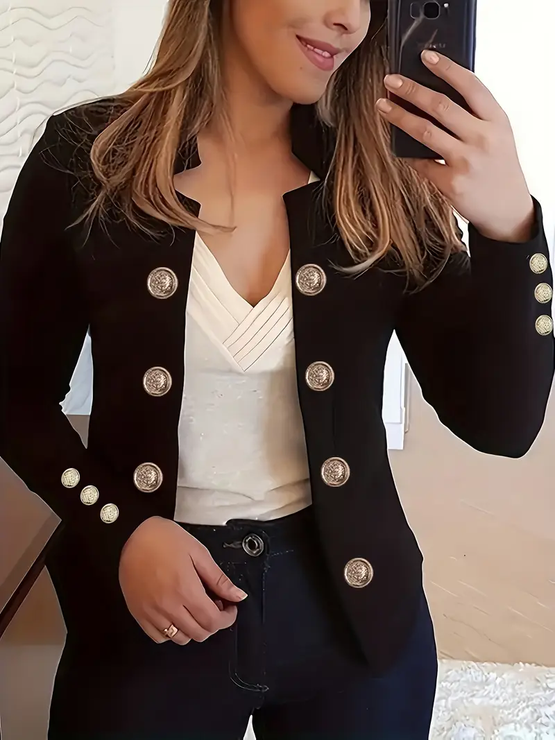 Structured Blazer with Gold Buttons | Sophisticated and Chic – Image 2