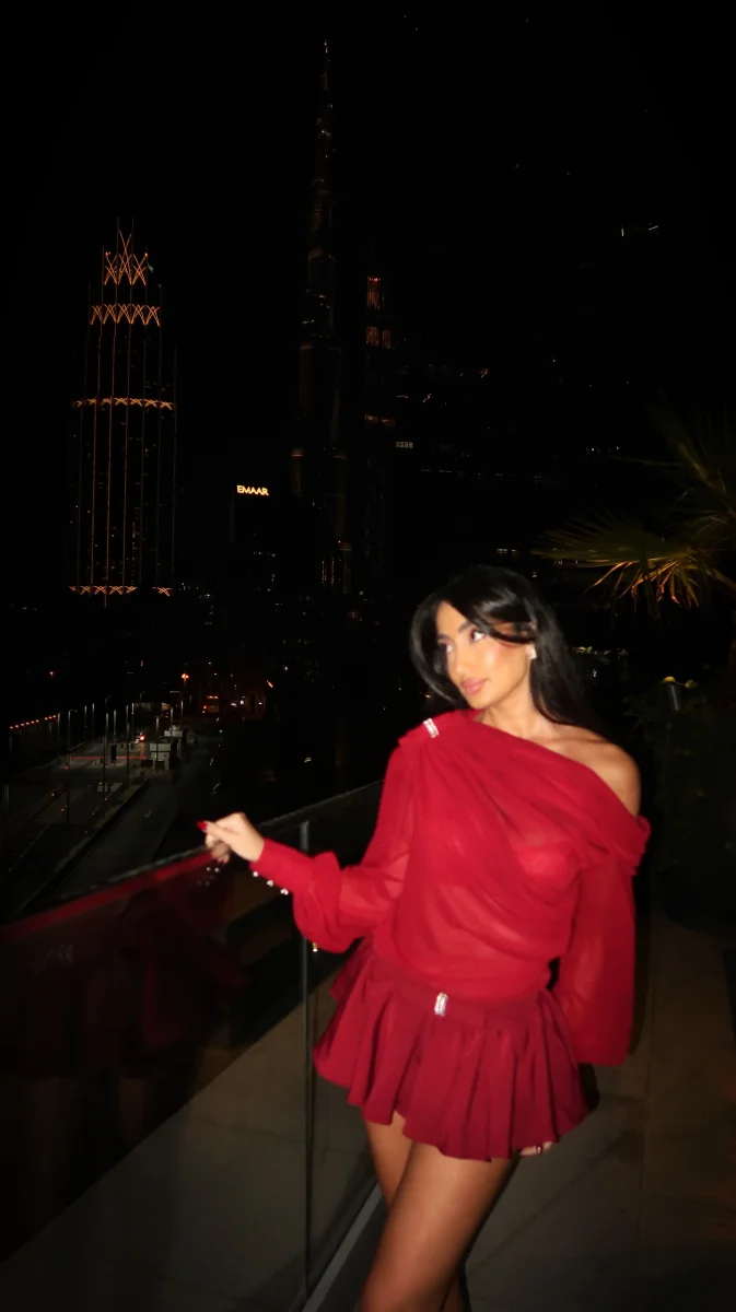 Sheer Drape & Pleated Skirt Set | Sculptural Elegance – Image 9