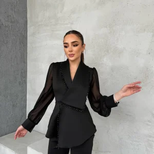 Draped Blazer & Fluid Pants Set | Élégance Moderne