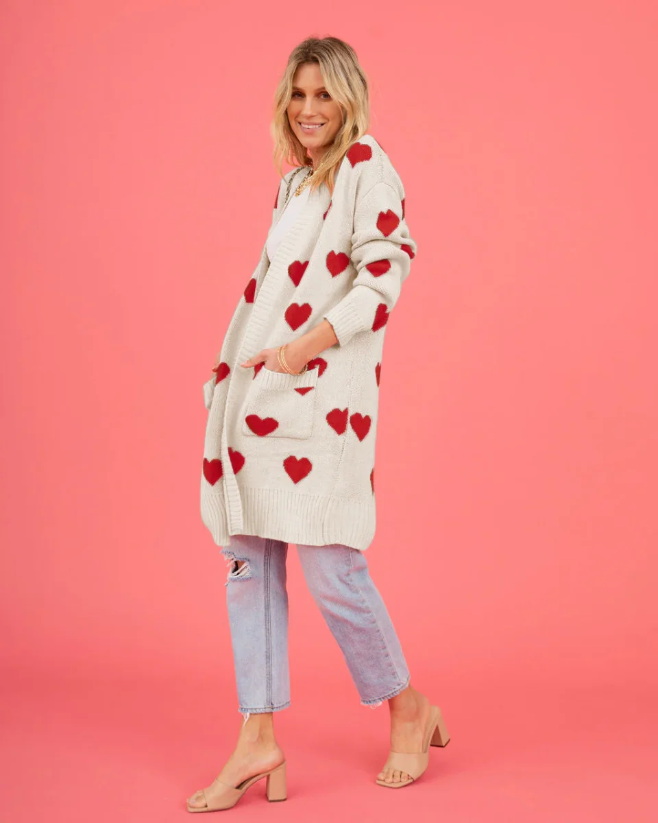 Love Long Cardigan | Hearts pattern and Casual cut – Image 5