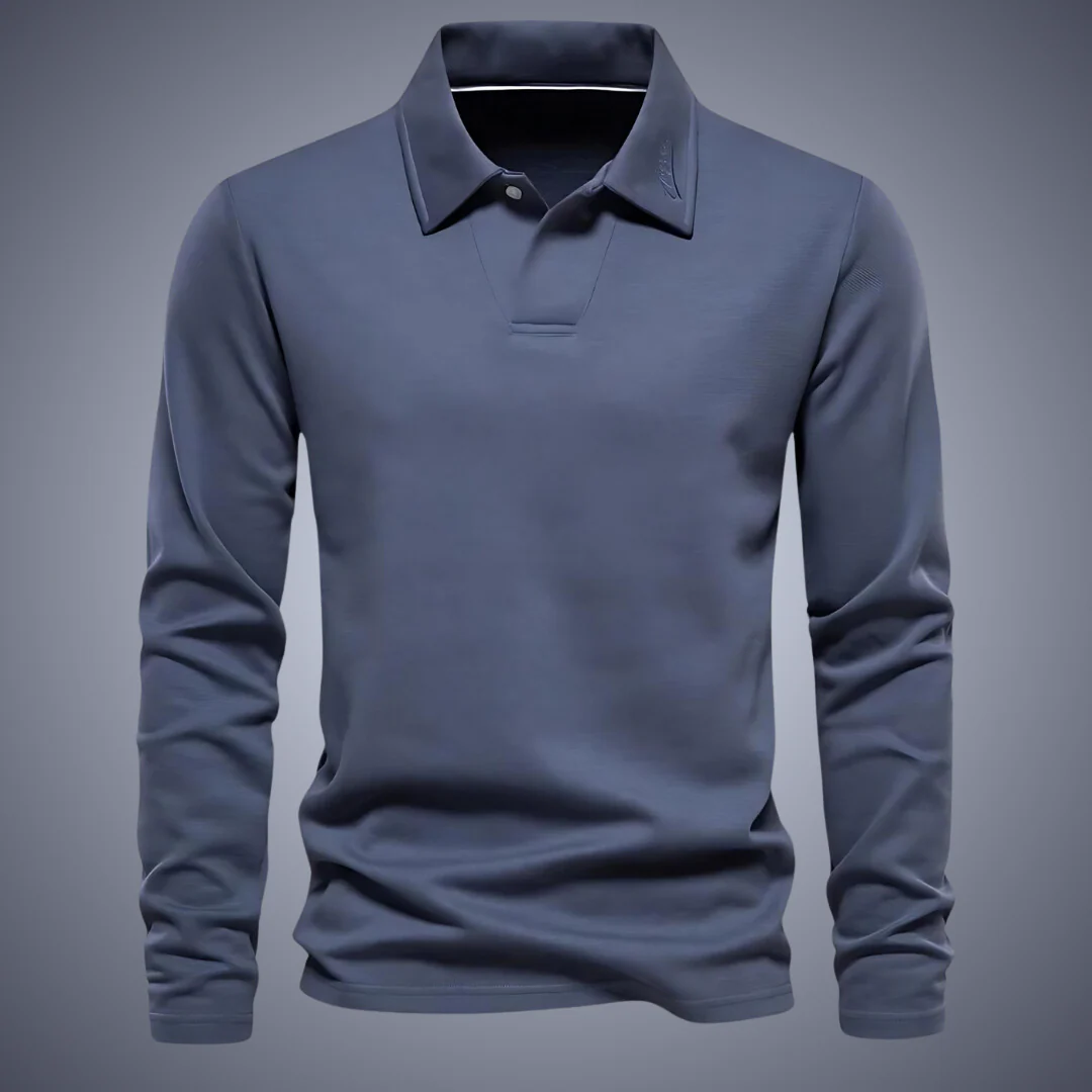 Polo Manches Longues | Bleu Foncé | Élégant et Confortable