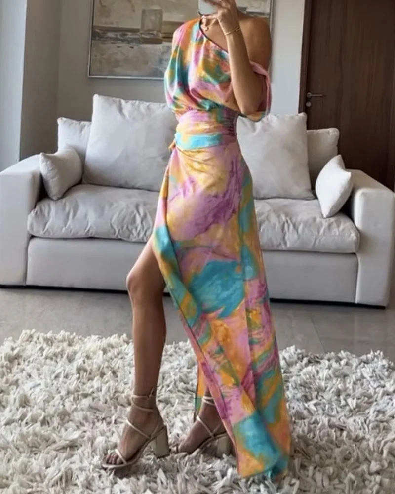 Robe Longue | Viscose | Imprimé Artistique Estival – Image 4