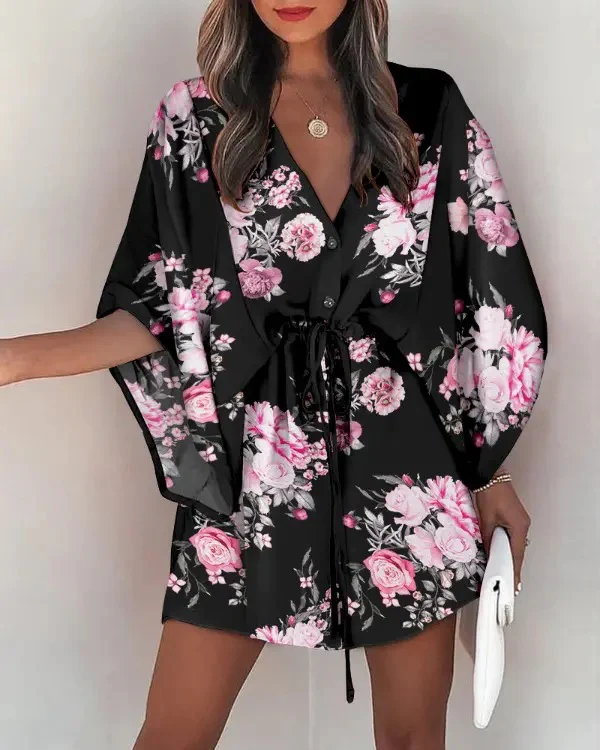 Robe Tropicale Courte | Coton | Feuillage & Légèreté – Image 2