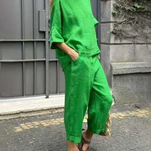 Ensemble en Lin | Coupe Ample | Confort Décontracté d’Été