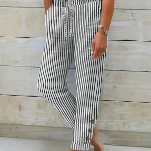 Striped Button-down Trousers | Casual and Elegant
