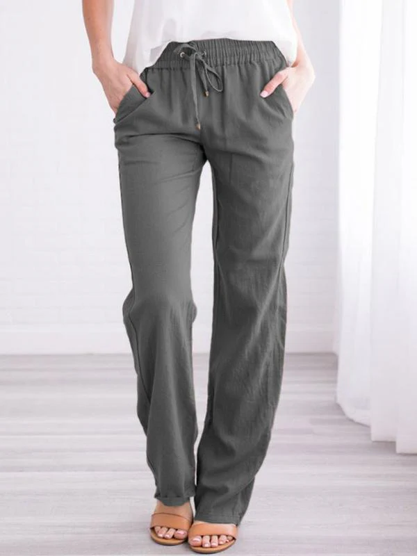 Pantalon Droit | Lin Léger | Taille Élastique & Cordon – Image 7
