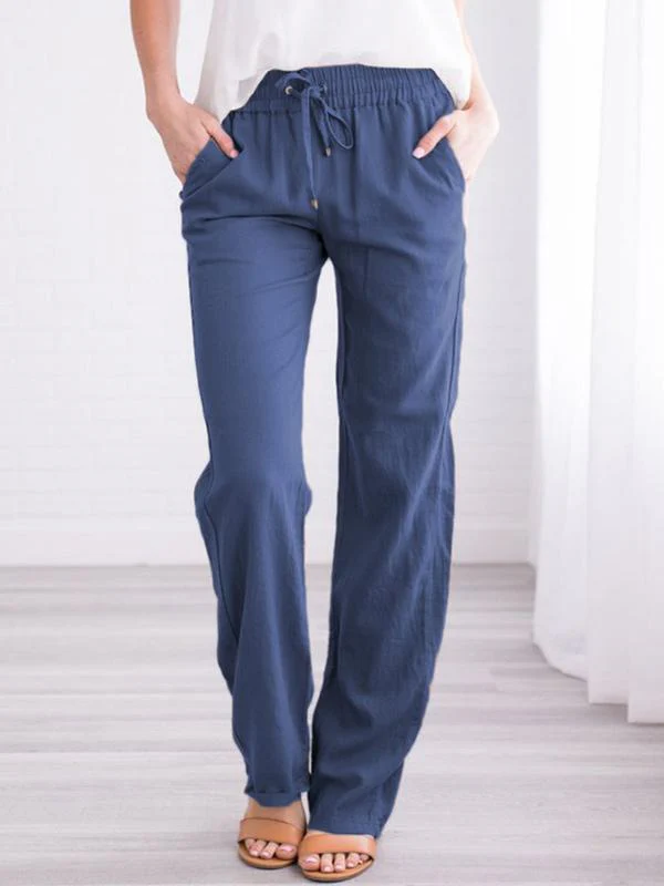 Pantalon Droit | Lin Léger | Taille Élastique & Cordon – Image 4
