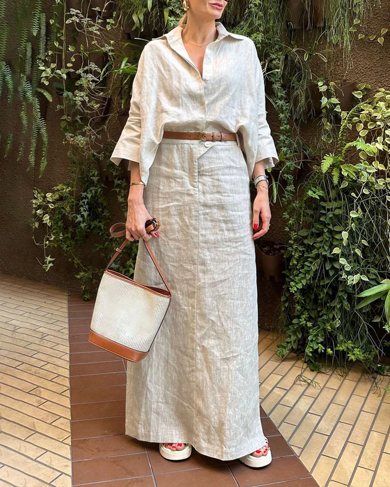 Ensemble Long en Lin | 100% Lin | Élégance Naturelle et Légère