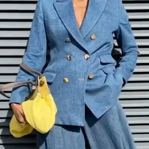 Classic Suit | Soft Fabric & Gold Buttoning | Structured and Versatile