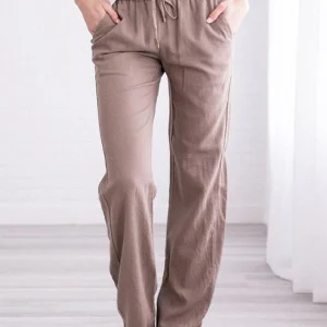 Pantalon Droit | Lin Léger | Taille Élastique & Cordon