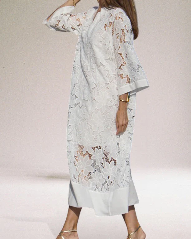 Robe Longue Dentelle | Élégance Ajourée et Esprit Estival – Image 4