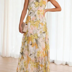 Robe Longue Asymétrique Fleurie | Épaule Unique | Élégance Légère Été