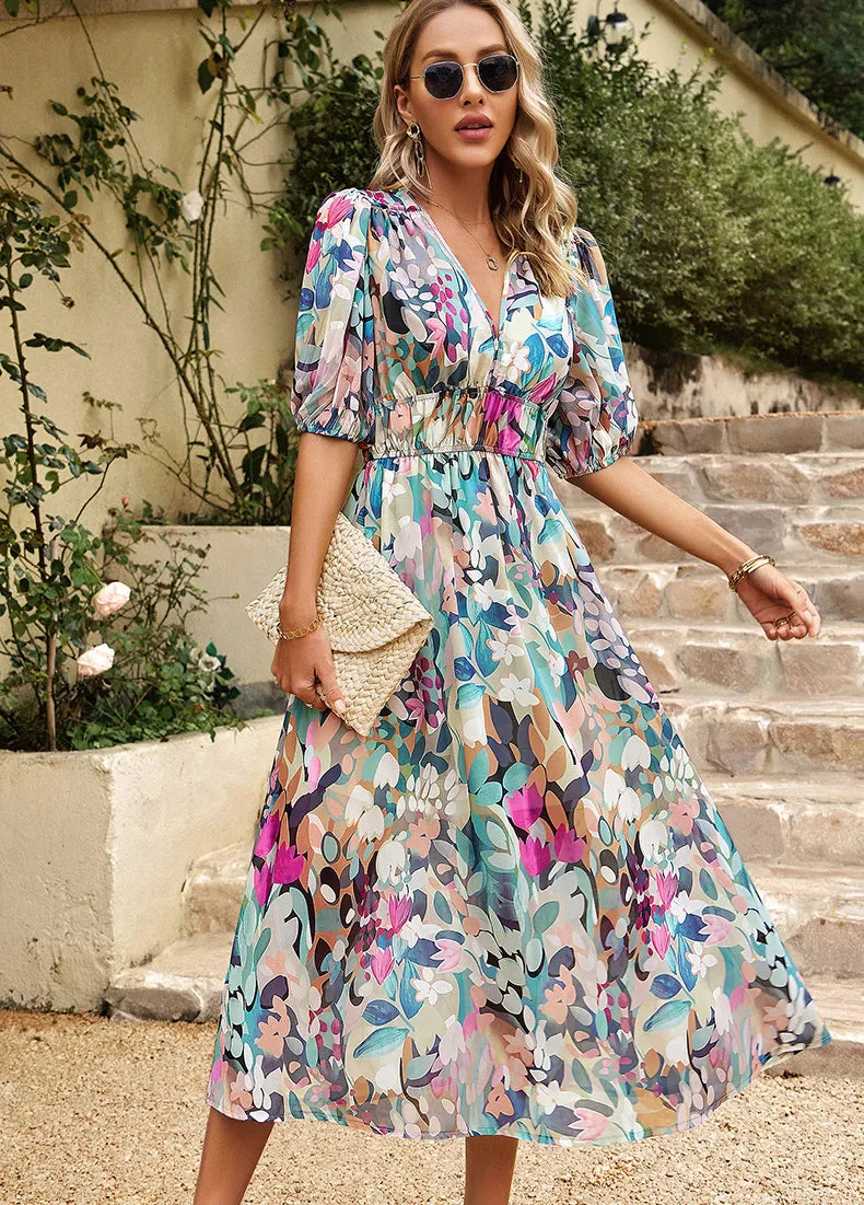 Évasion Florale | Robe Longue à Imprimé Multicolore – Image 3