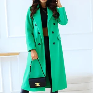 Manteau Vert Émeraude | Double Boutonnage | Élégance Moderne