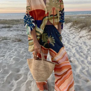 Ensemble Lin | Imprimé Tropical | Décontracté et Estival