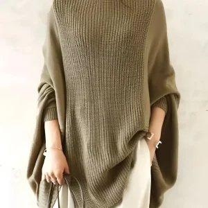 Elena - Poncho Maille Col Montant | Chic & Confortable