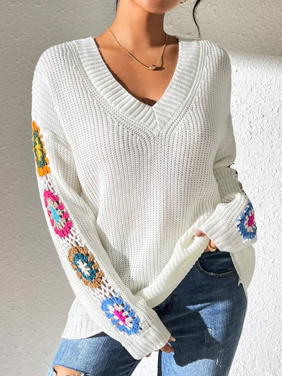 Pull en Maille avec Détails Crochet | Bohème & Doux | Style Décontracté – Image 2