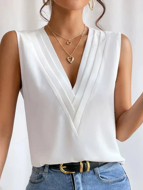 Top Chic Sans Manches Pour Femme | Col en V – Image 3