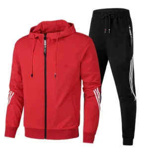 Ensemble de Survêtement Rouge et Noir | Confort Respirant | Style Sportif Moderne