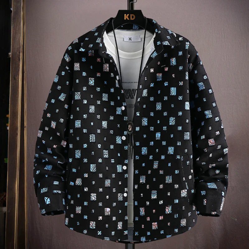 Chemise à Motifs Abstraits | Coton Léger | Style Artistique – Image 7