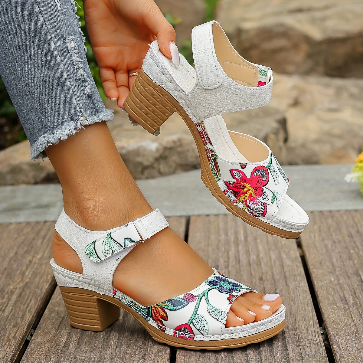 Floral Heeled Sandals | Fresh and Feminine