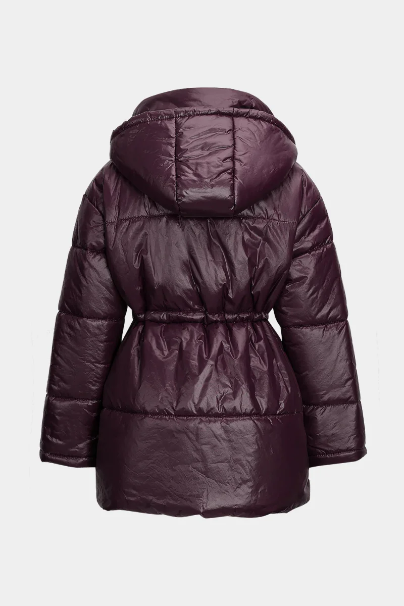 Long Shiny Down Jacket with Waist Cord | Urban Protection and Trendy Volume – Image 3