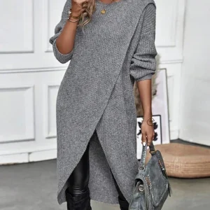 Robe Pull Asymétrique | Chaude & Élégante | Maille Hiver