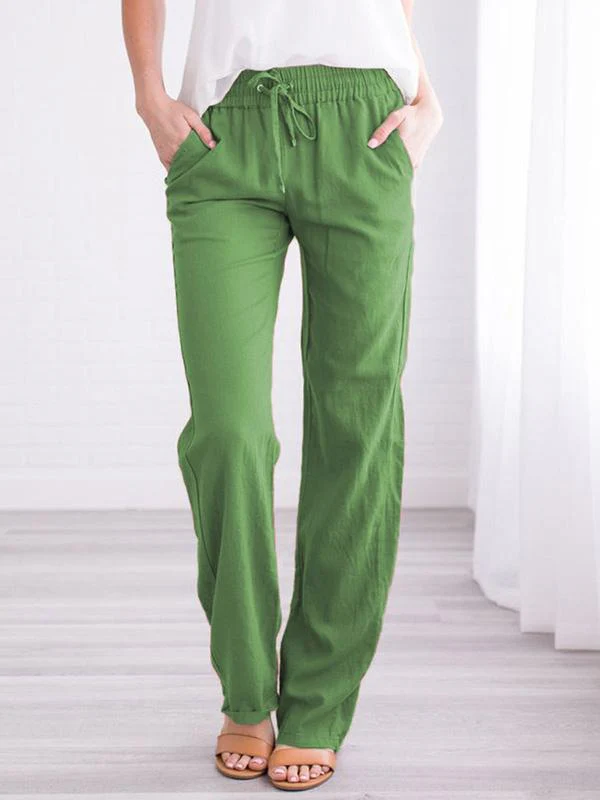 Pantalon Droit | Lin Léger | Taille Élastique & Cordon – Image 8