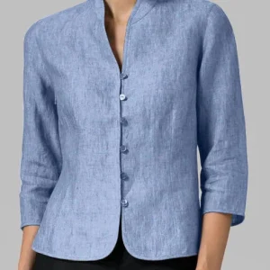 Women's Linen Blouse | Mao Collar | Elegant and Lightweight