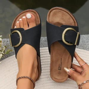 Buckle Sandals | Black | Comfortable with Soft Sole
