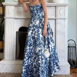 Robe Longue | Bustier Fleuri | Élégante et Féminine