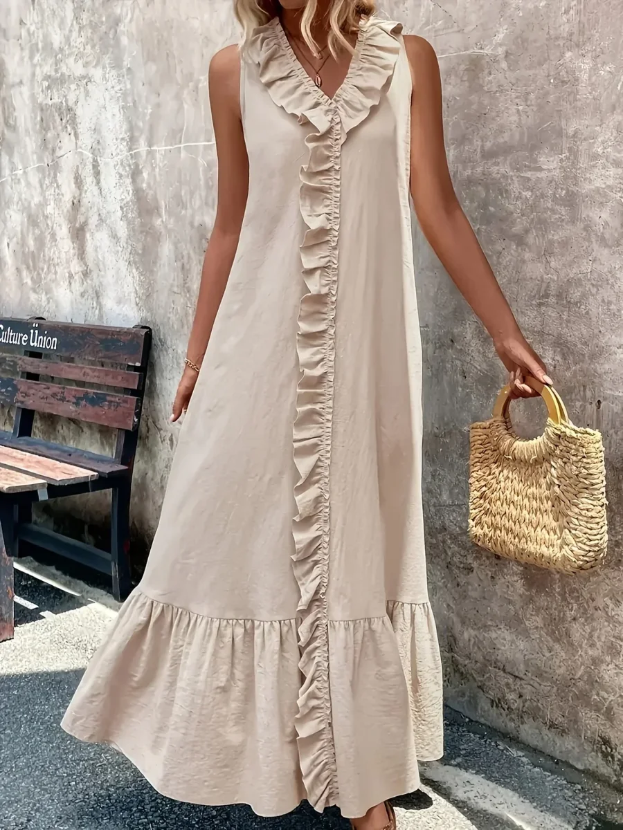 Ruffled Sleeveless Maxi Dress | Bohemian Elegance and Fluidity – Image 4